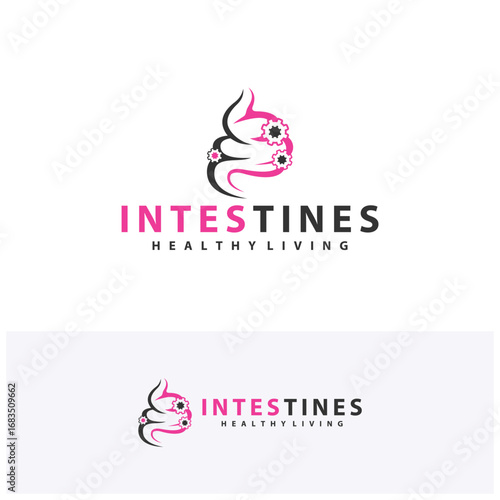 Gear Intestine human organ logo design concepts. Medical symbol. Vector illustration