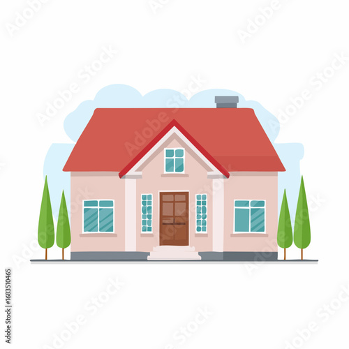 Simple vector icon illustration of a detached house