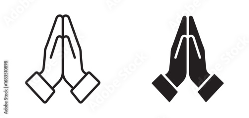Praying Hands Simple  Icon , Minimalist Vector Illustration