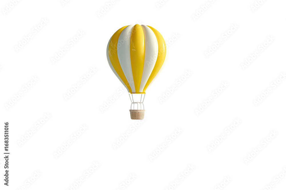 Obraz premium Yellow striped hot air balloon against black background