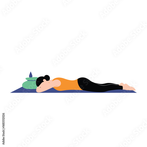 Gentle yoga pose for relaxation and stress relief on a yoga mat