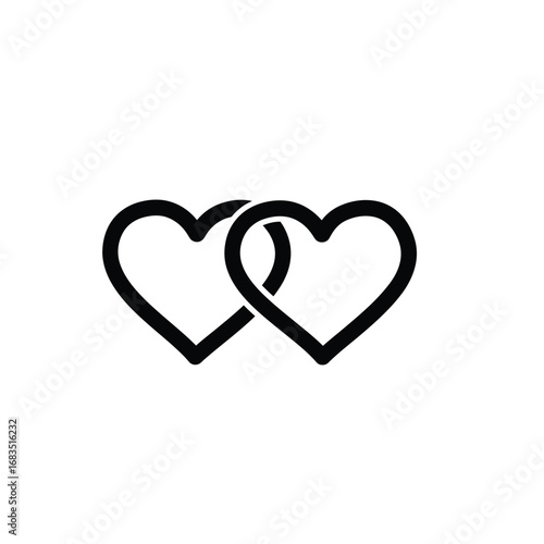 Linked hearts silhouette love romance