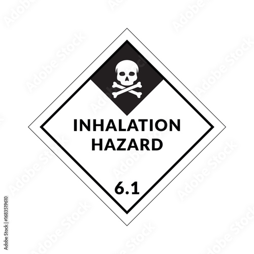 Inhalation Hazard Class 6.1 Toxic and Infectious Substances Vector Label Placard. Hazardous Material Gas Poisonous, Toxic Sign for Packages, Outdoor Design.	