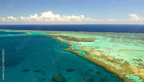 Wide ocean view of coral reefs