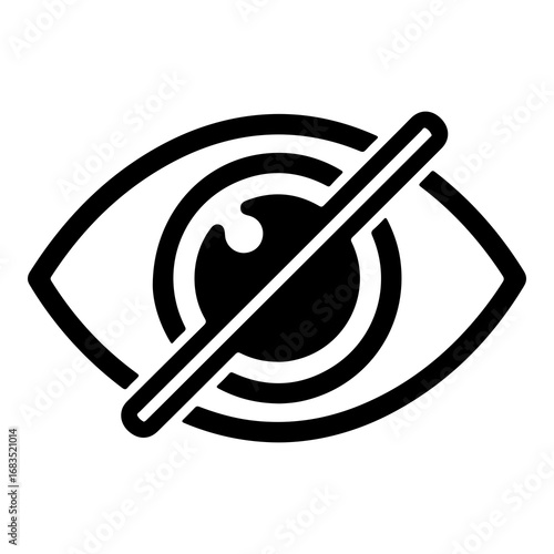 Vector eye icon with diagonal slash symbolizing hidden or invisible view