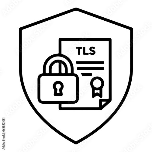 Secure tls certificate icon representing encrypted data protection and online security for digital communication