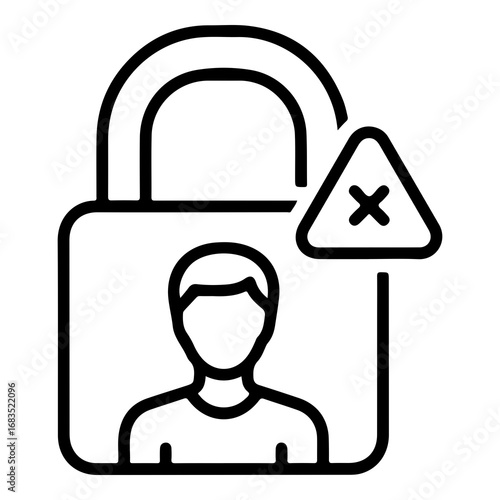 Locked user icon with warning symbol vector graphic scalable security symbol