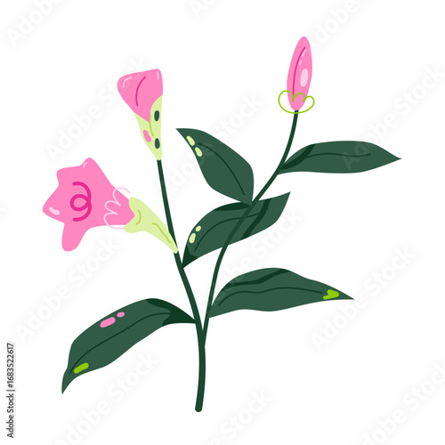 pink flower tree. vector art and illustration.