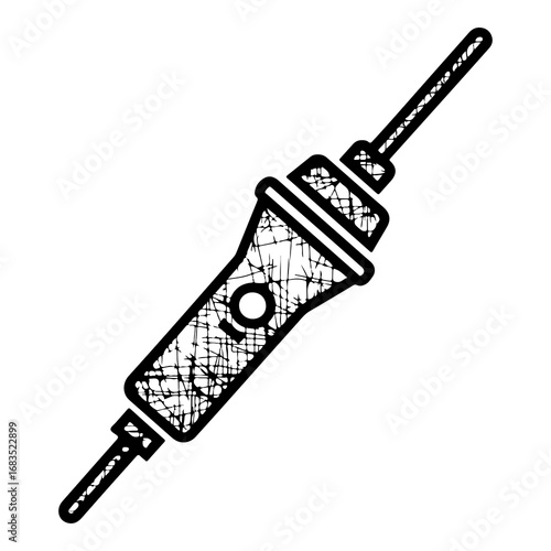 Hand drawn vector illustration of a soldering iron tool for electronics repair and crafting