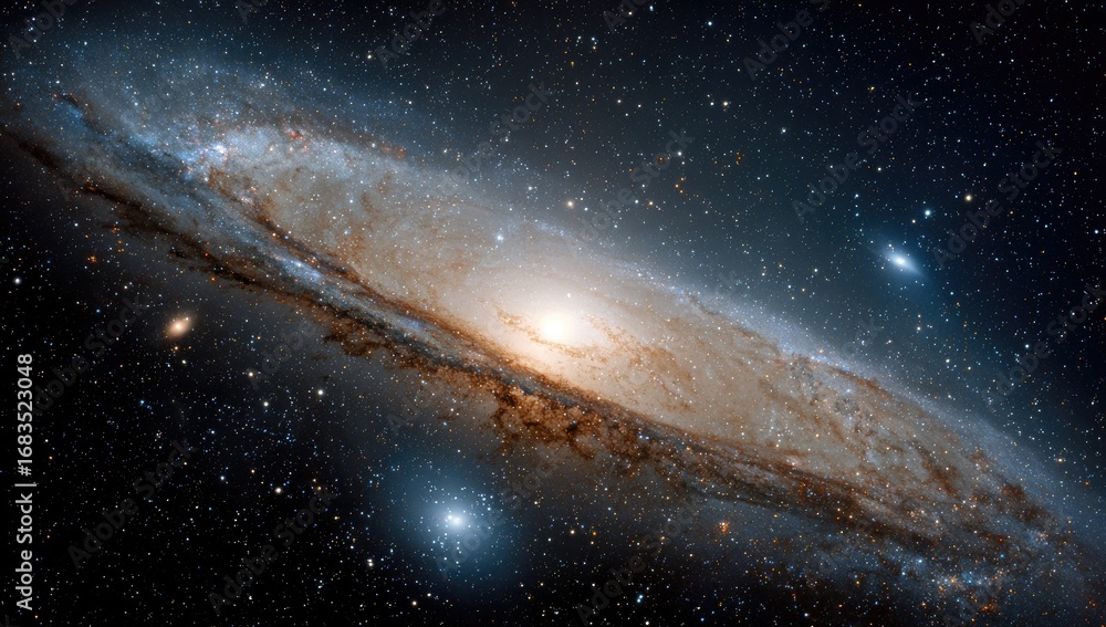 Fototapeta premium Spiral galaxy, swirling colors, cosmic dust