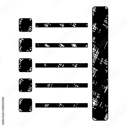 Abstract grunge check mark list with textured elements vector illustration scalable graphic design