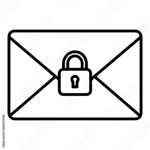 Secure email vector graphic envelope icon with padlock symbol for privacy and confidentiality