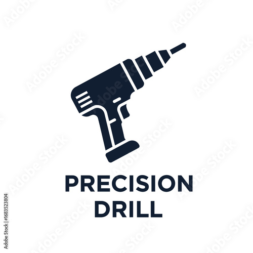 Precision equipment machine drill, logo design illustration