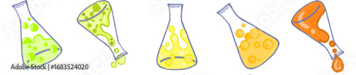 Hand Drawn Erlenmeyer Flask PNG for Scientific Experiment Design