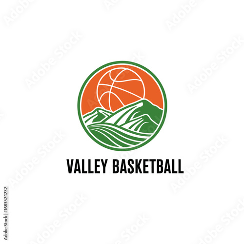 Basketball, valley, game, football, logo design illustration
