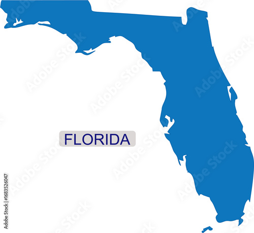 Solid map of Florida an USA State