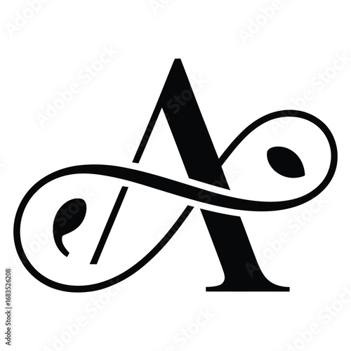  Elegant flourished letter a monogram with infinity symbol accents