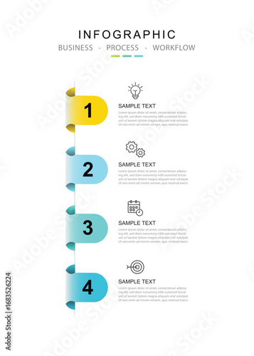 Vector Infographic label design template with icons and 4 options or steps. for your business data. Vector Illustration.	