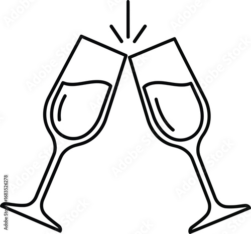 Two champagne glasses toasting in celebration of a special occasion or event