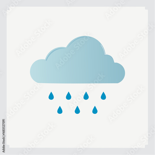A stylized illustration of a rain cloud showering raindrops.