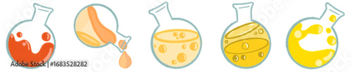 Colorful Round Bottom Flask with Science Experiment Liquid Illustration