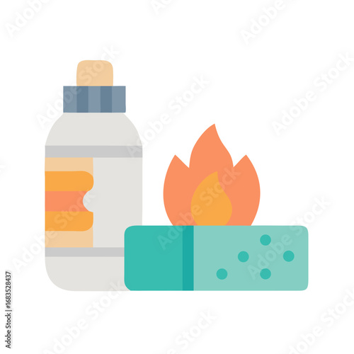 Flat vector image of essential oil bottle and candle