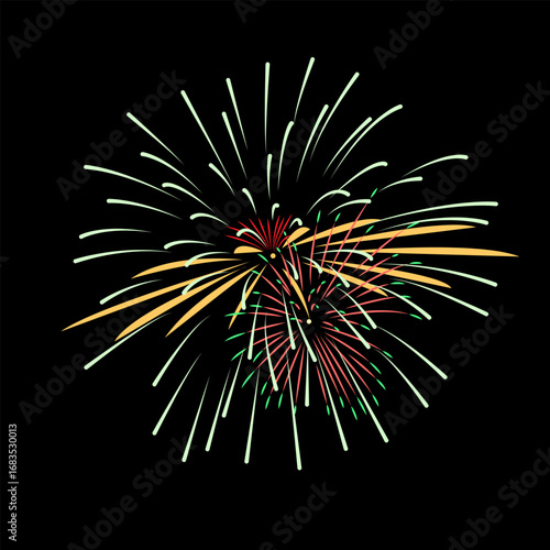 Vector Firework festival with black background.