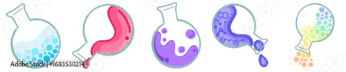 Colorful Round Bottom Flask with Science Experiment Liquid Illustration