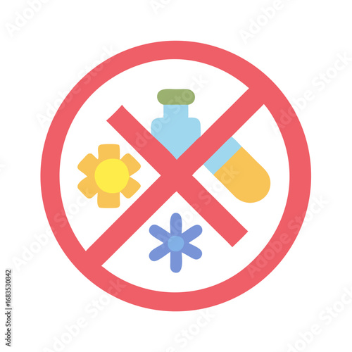 Restricted substances icon illustration, depicting safety and restriction concept