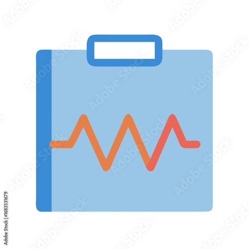 Blue clipboard with an orange heart rate graph displayed