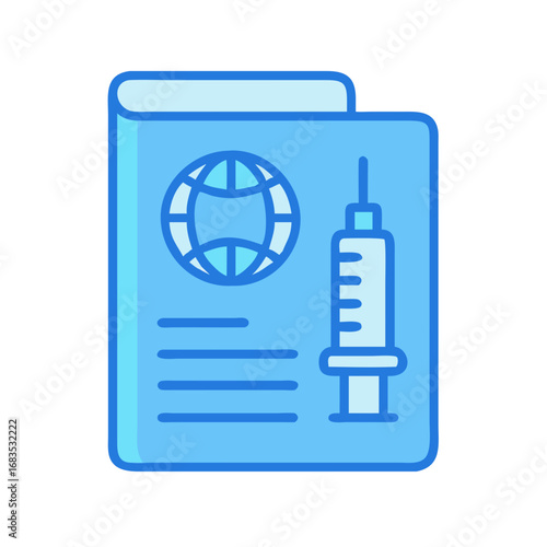 Vaccination records passport with injection and global access symbol