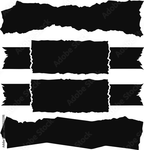 Torn and ripped grunge paper set with ragged edges for banner or design