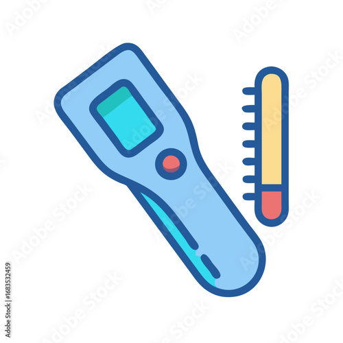 Digital and mercury thermometers indicating temperature on black background