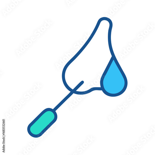 Allergy test icon illustration with stick and nose drip