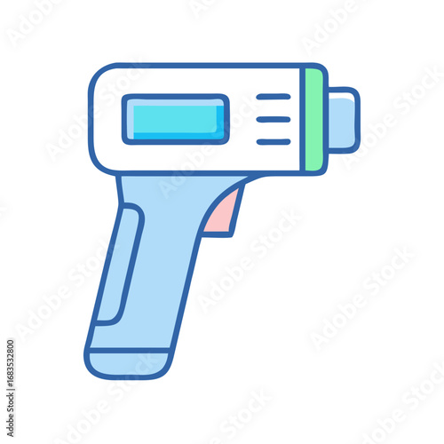 Infrared contactless thermometer illustration against black backdrop vector isolated