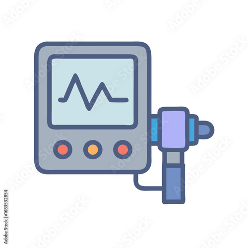 Modern icon depicting medical diagnostic device on black background