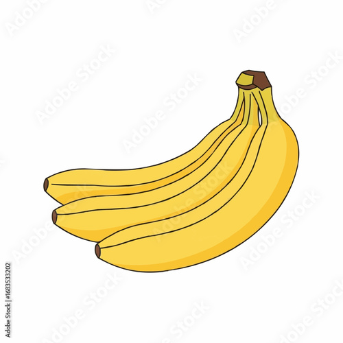 Bunch of Ripe Yellow Bananas Isolated on White Background Healthy Food Concept