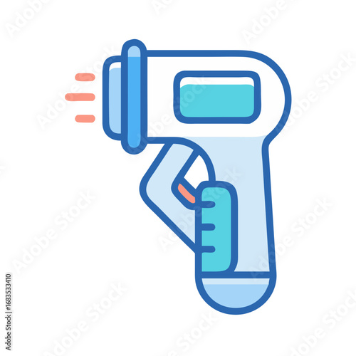 Infrared contactless thermometer illustration for health monitoring in cartoon style