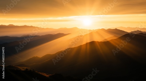 Wallpaper Mural Majestic sunrise over mountain range serene landscape nature photography tranquil environment wide angle view awakening beauty Torontodigital.ca