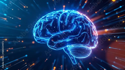 Animated Digital Brain Visualization Exploring Connectivity and Neural Networks Concept