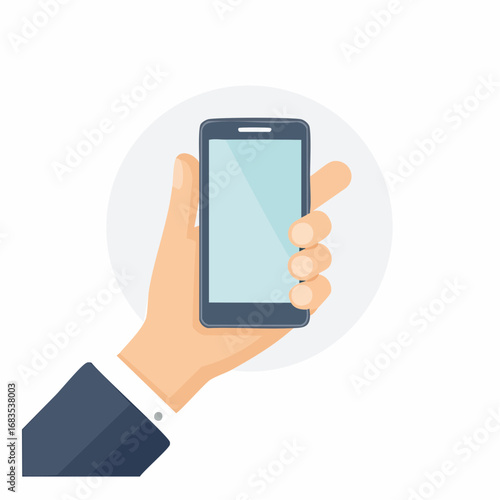 Simple vector icon illustration of a hand holding a smartphone