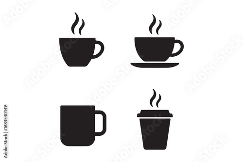 Coffee cup vector icon set. Cups of coffee tea symbol collection. Vector Illustration