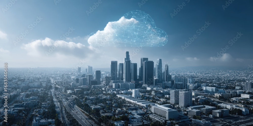 Fototapeta premium Cloud Computing Los Angeles | Data Storage | Digital City