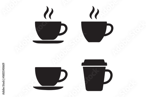 Coffee cup vector icon set. Cups of coffee tea symbol collection. Vector Illustration