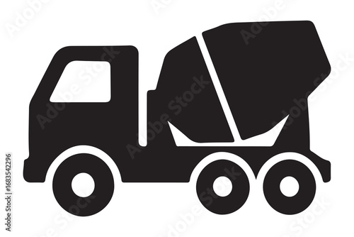 Cement truck Line Vector Icon on White Background