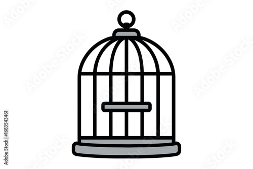 Vector Illustration of a Birdcage with Perch