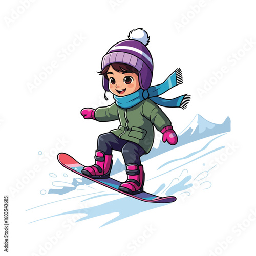 Active female snowboarder and skier enjoy winter sports on a snowy mountain