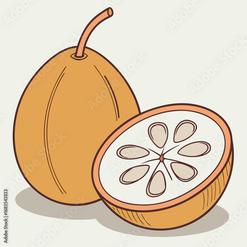 Santol Fruit Arrangement A Fresh Cut and Whole Fruit Composition on Plain Backdrop