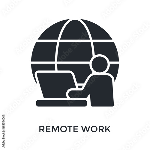 Remote Work Icon Glyph Style. Vector Illustration For Graphic Design