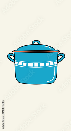 A beautiful teal blue cooking pot with white pattern and lid kitchenware for home cooking delicious food